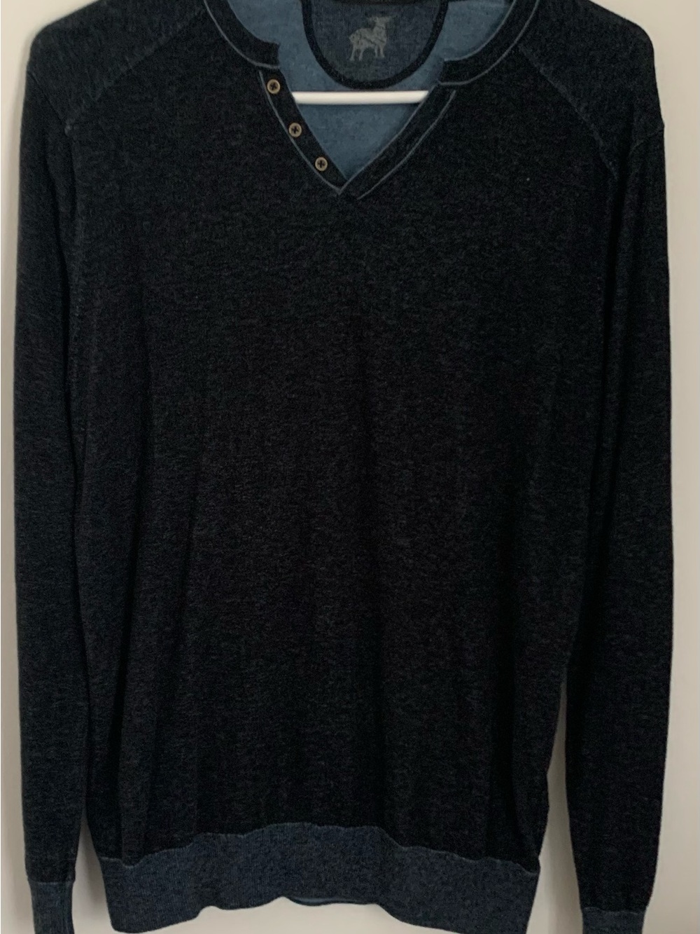 RAFFI Cotton Reversible Elbow Patch Henley